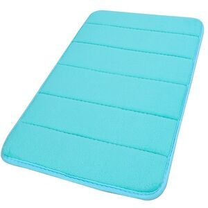 Velvet Memory Foam Bath Mat Soft Absorbent Bath Mat 32" x 20" Turquoise Blue
